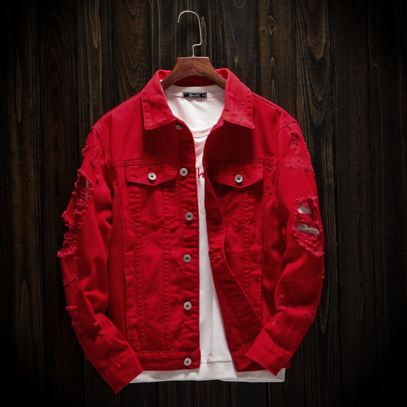 Veste en jean colorée