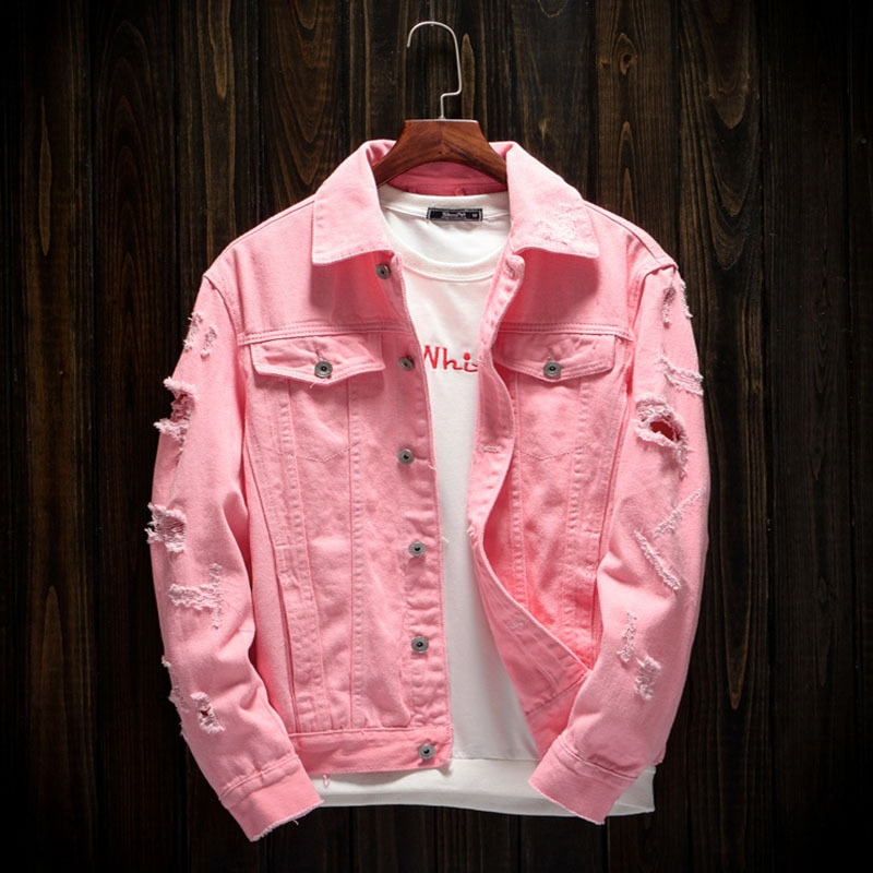 Veste en jean colorée