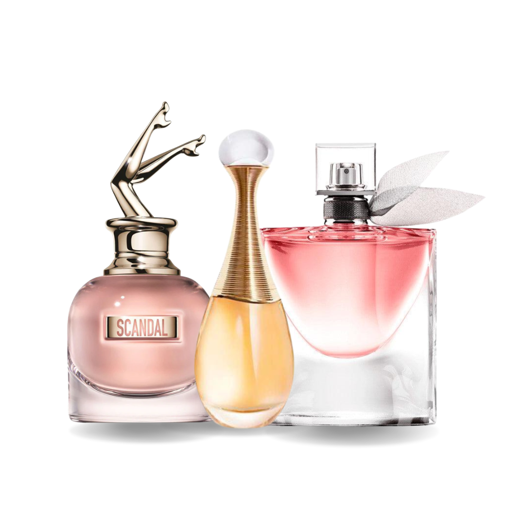 3 Parfums Jean Paul Gaultier Scandal, Dior J'Adore & Lancôme La Vie Est Belle (PAYEZ 1 OBTENEZ 3)