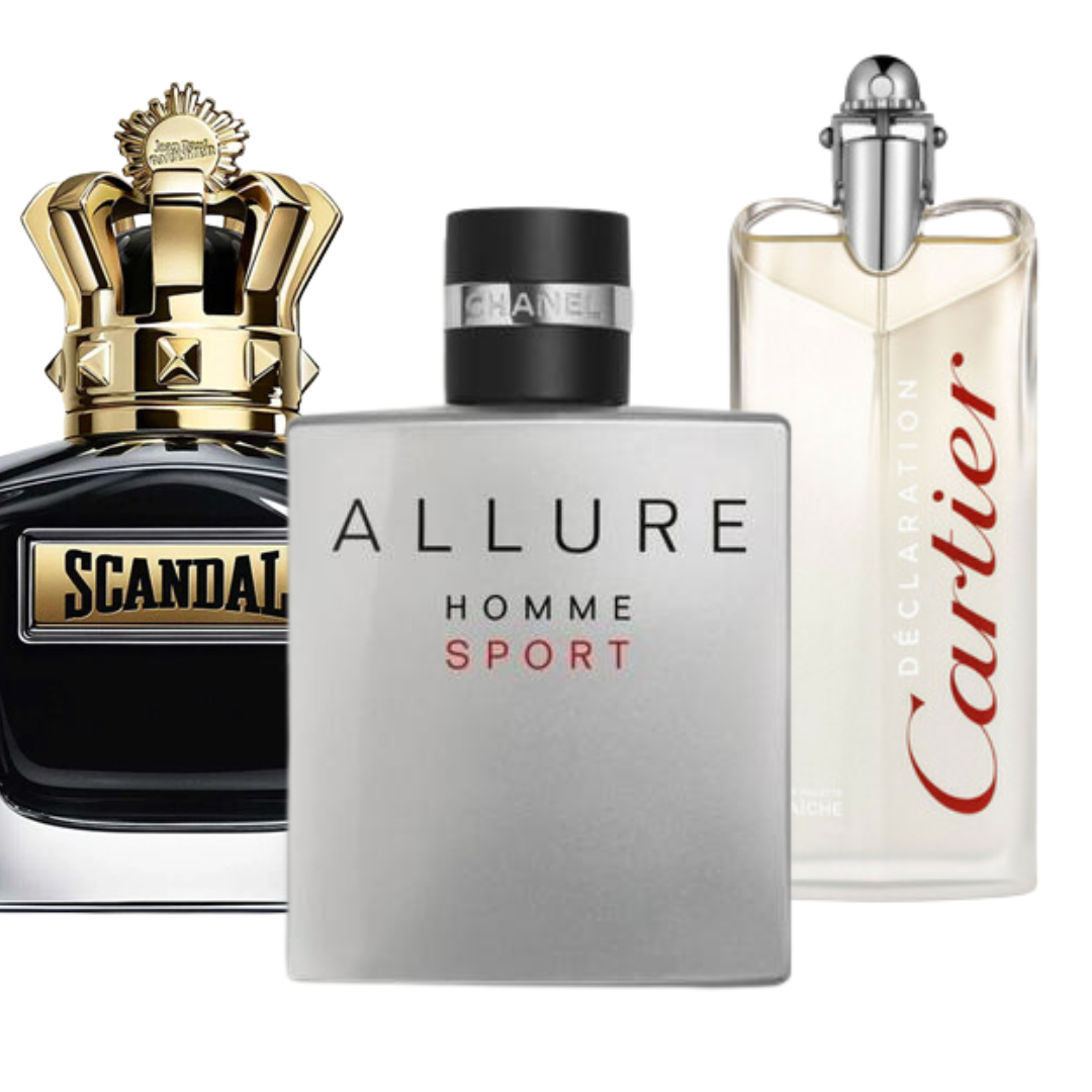 3 Parfums Allure Homme Sport, Scandal Jean Paul Gaultier & Cartier Déclaration (PAYEZ 1 OBTENEZ 3)