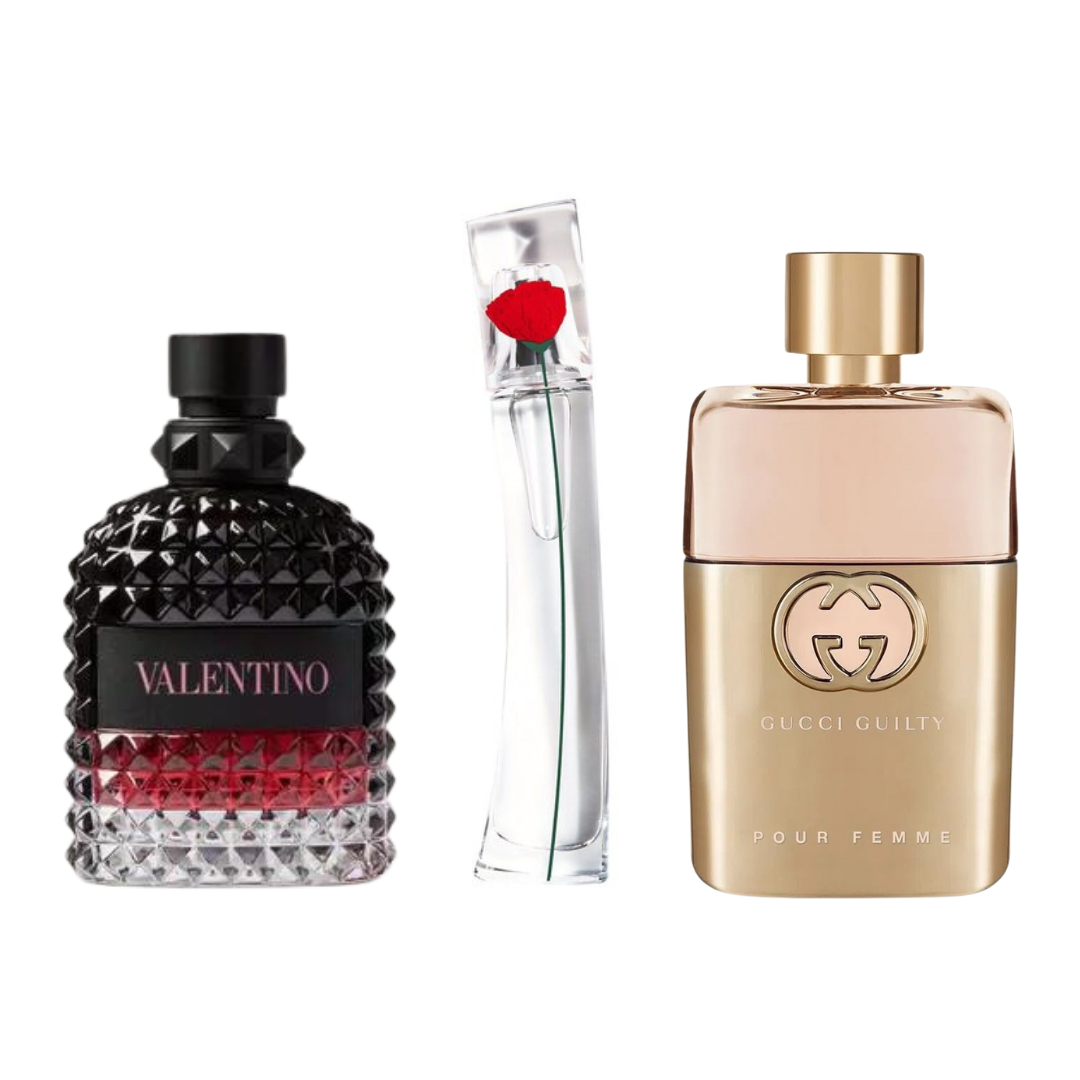 3 Parfums Gucci Guilty, Valentino Uomo Intense & Flower by Kenzo (PAYEZ 1 OBTENEZ 3)