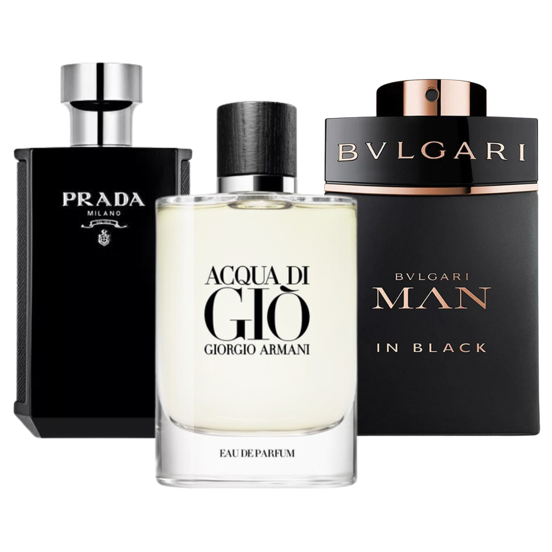 3 Parfums Bvlgari In Black, Acqua Di Giò & L’Homme Prada Intense (PAYEZ 1 OBTENEZ 3)