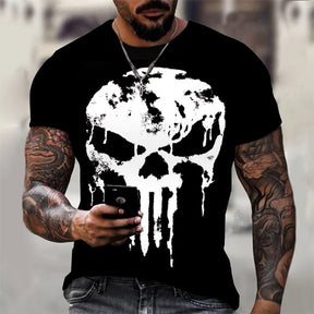 Camiseta Casual Caveira - Design Inovador em 3D