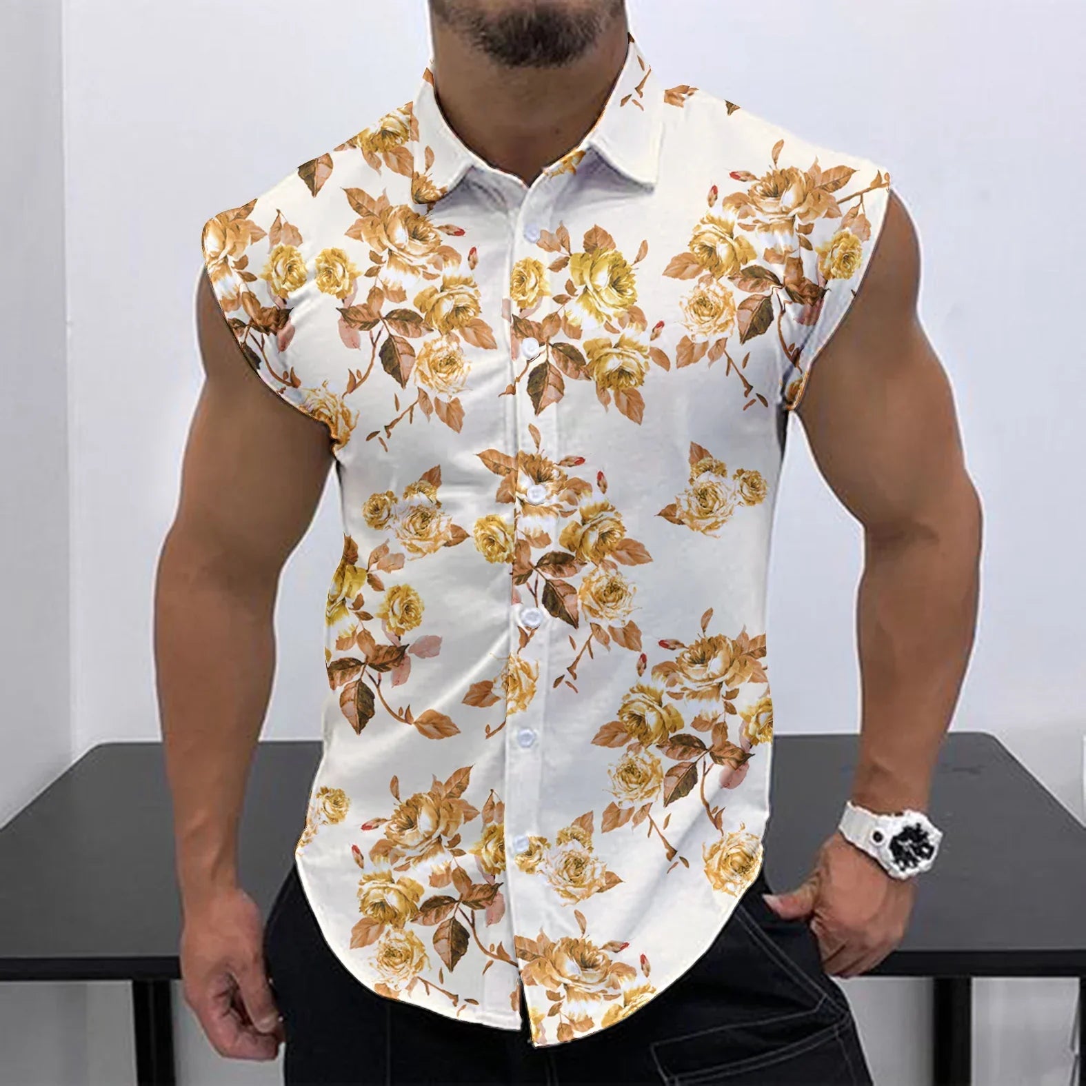 Camisa Regata de Botão Flowers - Desperte sua Elegância