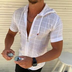 Camisa Manga Curta com Capuz - Estilo Descontraído e Confortável