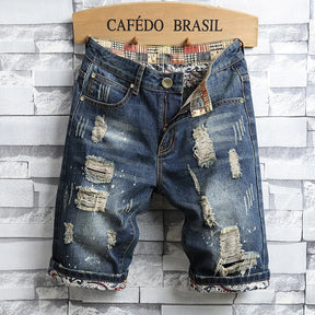 Bermuda Jeans Destroyed - Estilo Despojado para Homens Modernos