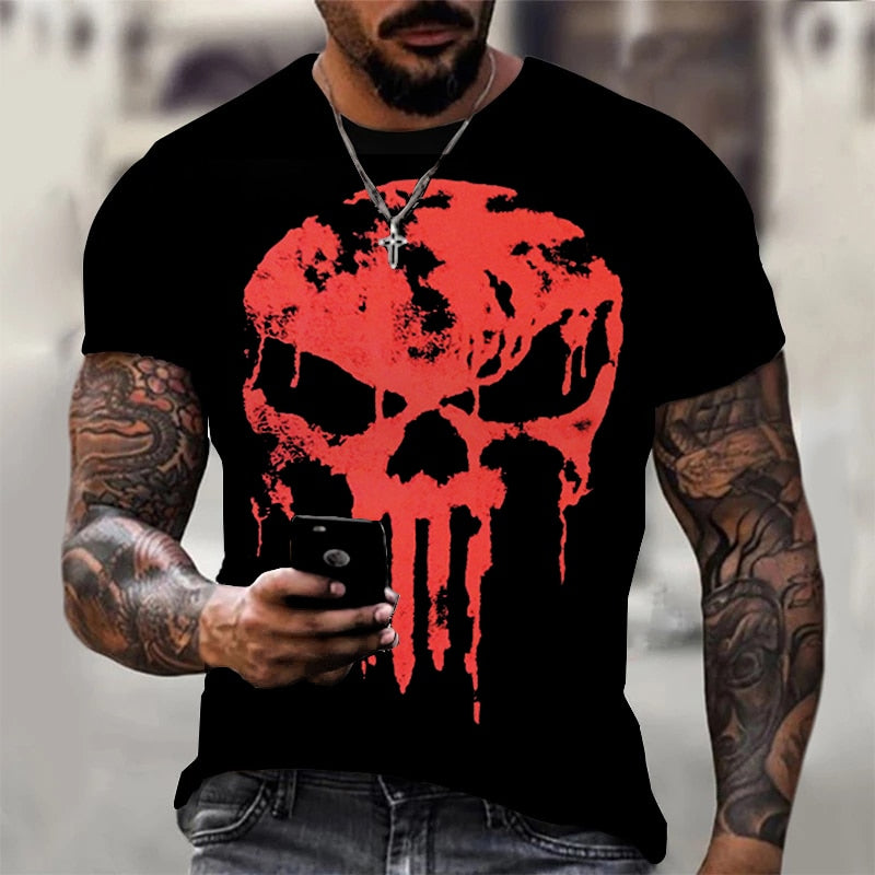 Camiseta Casual Caveira - Design Inovador em 3D