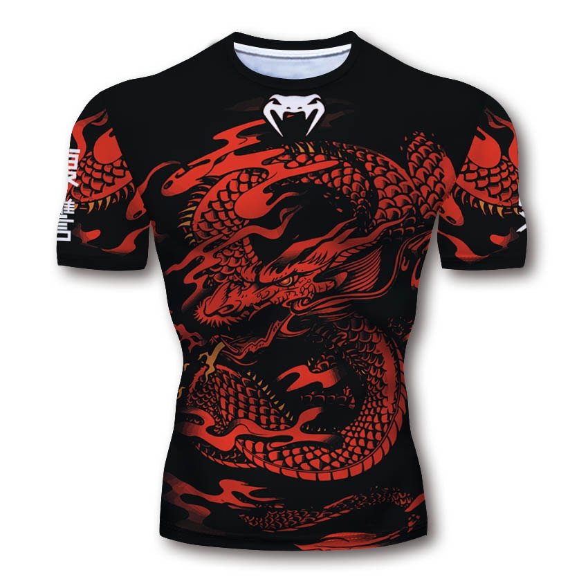 Camiseta Dragon 3D - Moda Inovadora em Arte 3D com Tecido de Compressão