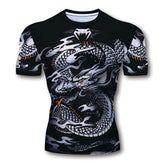 Camiseta Dragon 3D - Moda Inovadora em Arte 3D com Tecido de Compressão