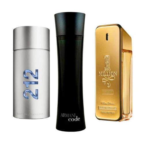 3 Parfums 212 Men NYC, Paco Rabanne One Million, Armani Code Homme (PAYEZ 1, OBTENEZ 3)