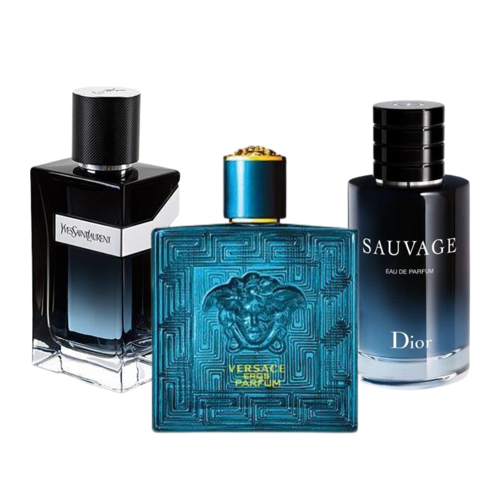 3 parfums Dior SAUVAGE, Yves Saint Laurent Y MEN et Versace EROS (PAYEZ 1, OBTENEZ 3)