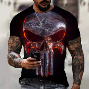 Camiseta Casual Caveira - Design Inovador em 3D